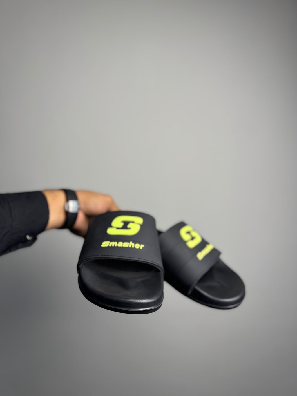 Black Skechers Slides