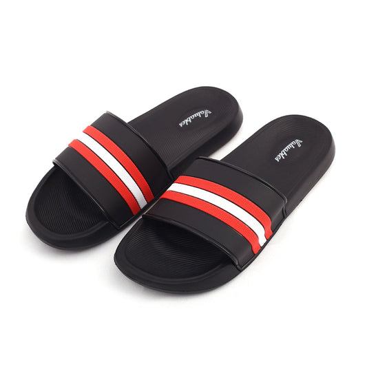 Black white red stripe slide